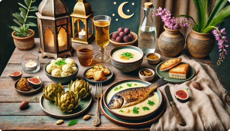 14.Ramazan iftar menüsü: Karnabahar çorbası, balık ızgara, enginar, ayran ve incir tatlısı
