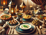 7.Gün Ramazan Menüsü iftar sofrası, un çorbası, mantar sote, kremalı fesleğenli makarna ve Padişah Yastığı tatlısı ile donatılmış.