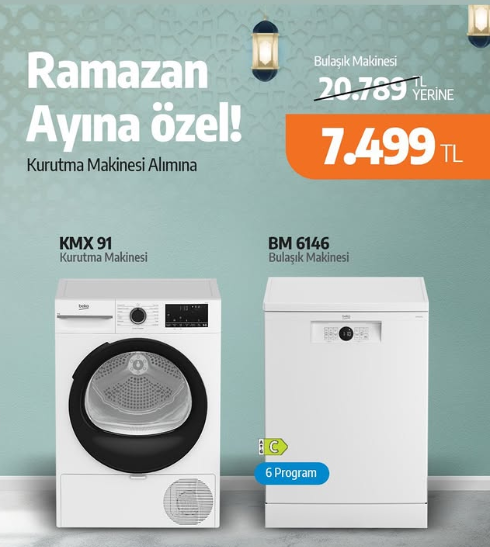 Ramazan’a özel İlhanlar Home'da Beko KMX 91 kurutma makinesi ve BM 6146 bulaşık makinesi büyük indirimle satışta.